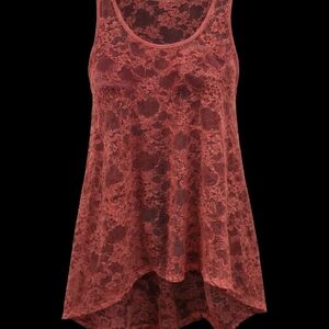 Divided Lace Tank Top - Rose